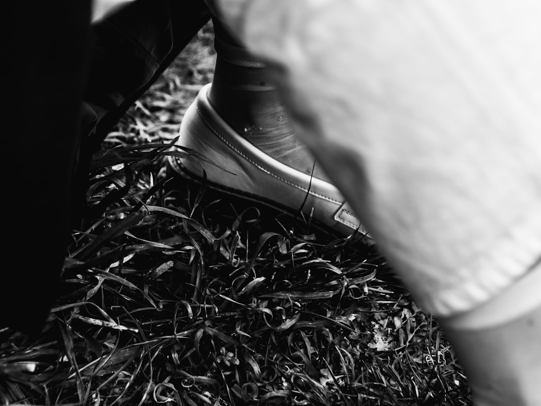 a black and white photo of a pair of shoes