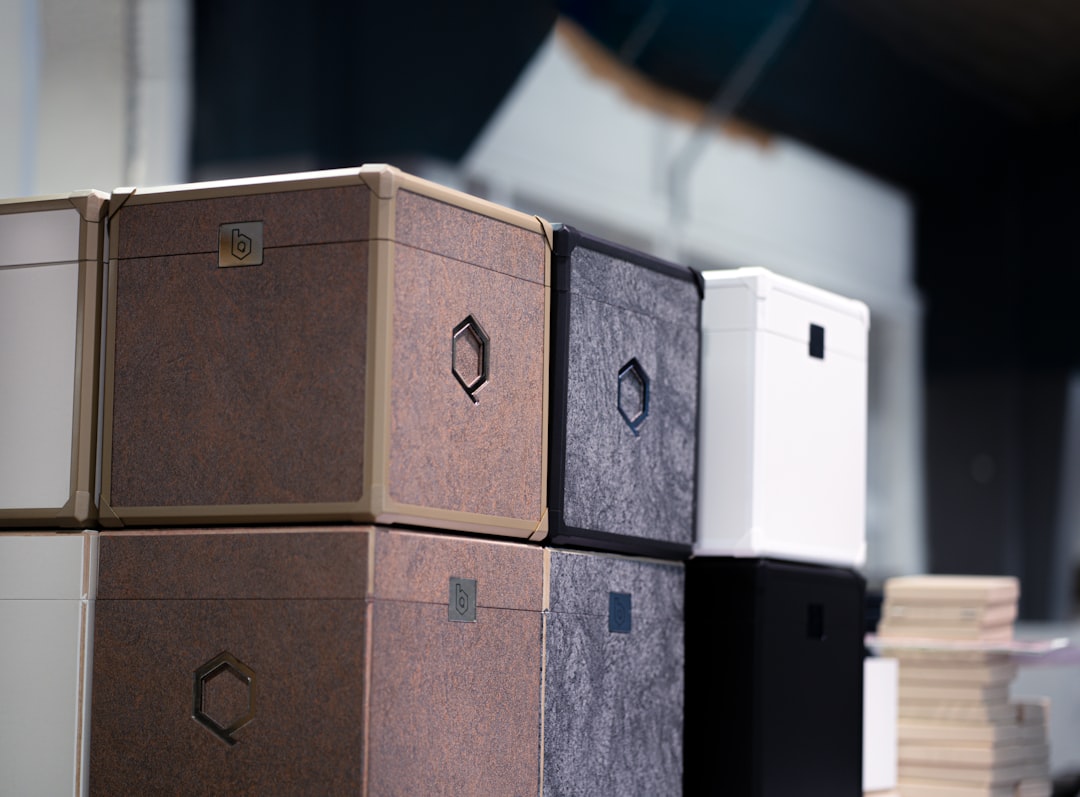a row of grey boxes