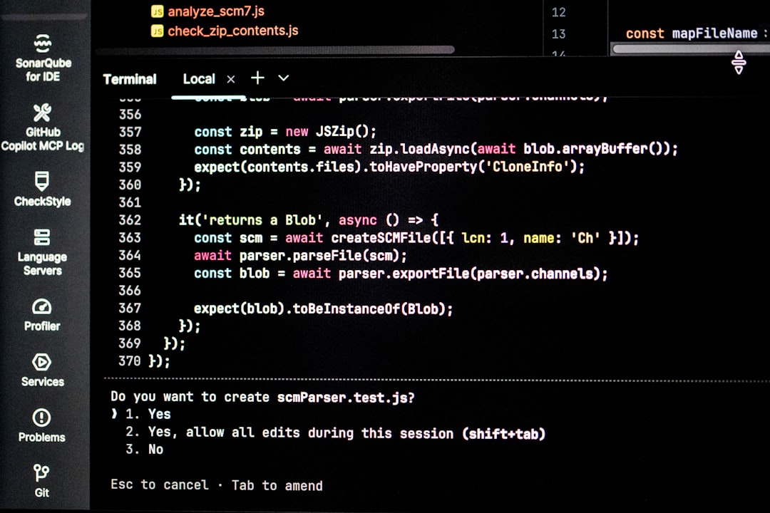 Computer screen displaying lines of code