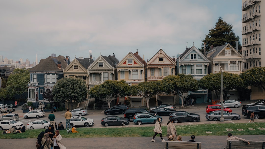 The painted ladies victorian houses stand proudly.