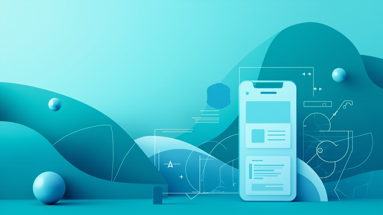 mobile app HTML template, abstract technical diagram